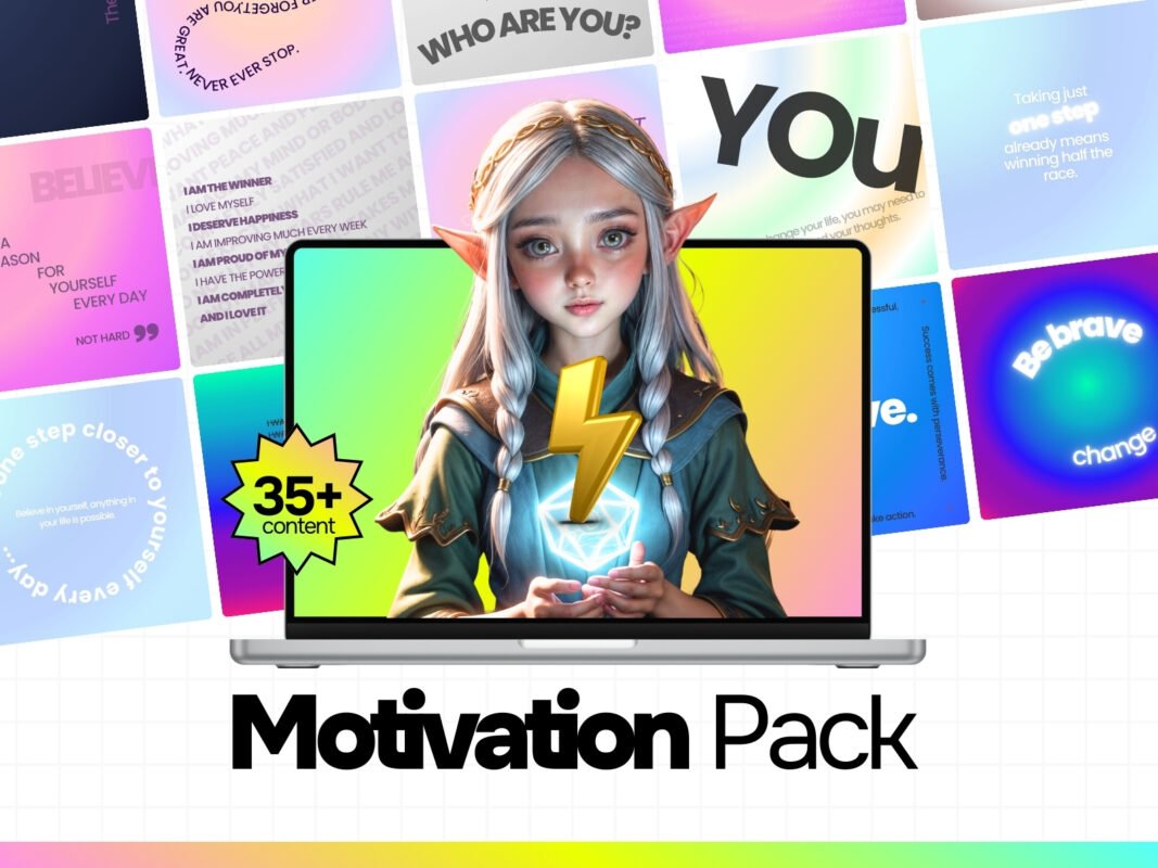 "Colorful array of motivational Canva templates featuring quotes, affirmations, and minimalist designs. Perfect for adding positivity to your social feeds."