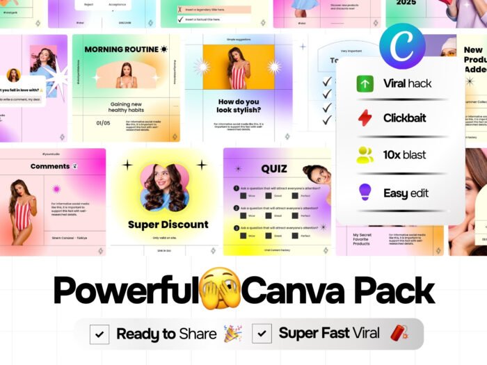 "Tired of boring beauty posts? Get 50+ viral Canva templates! Product reviews, makeup looks, + inspo quotes ✨"