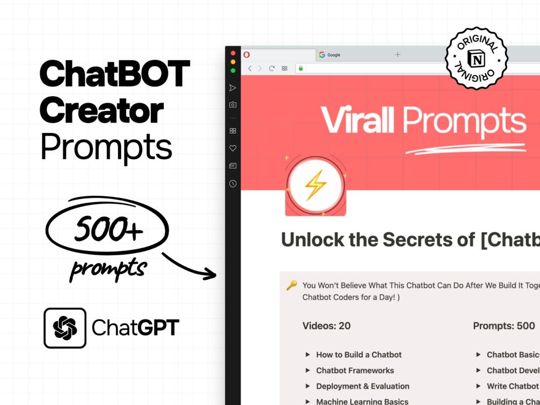 "500+ CHATBOT CREATOR Notion Template Pack"