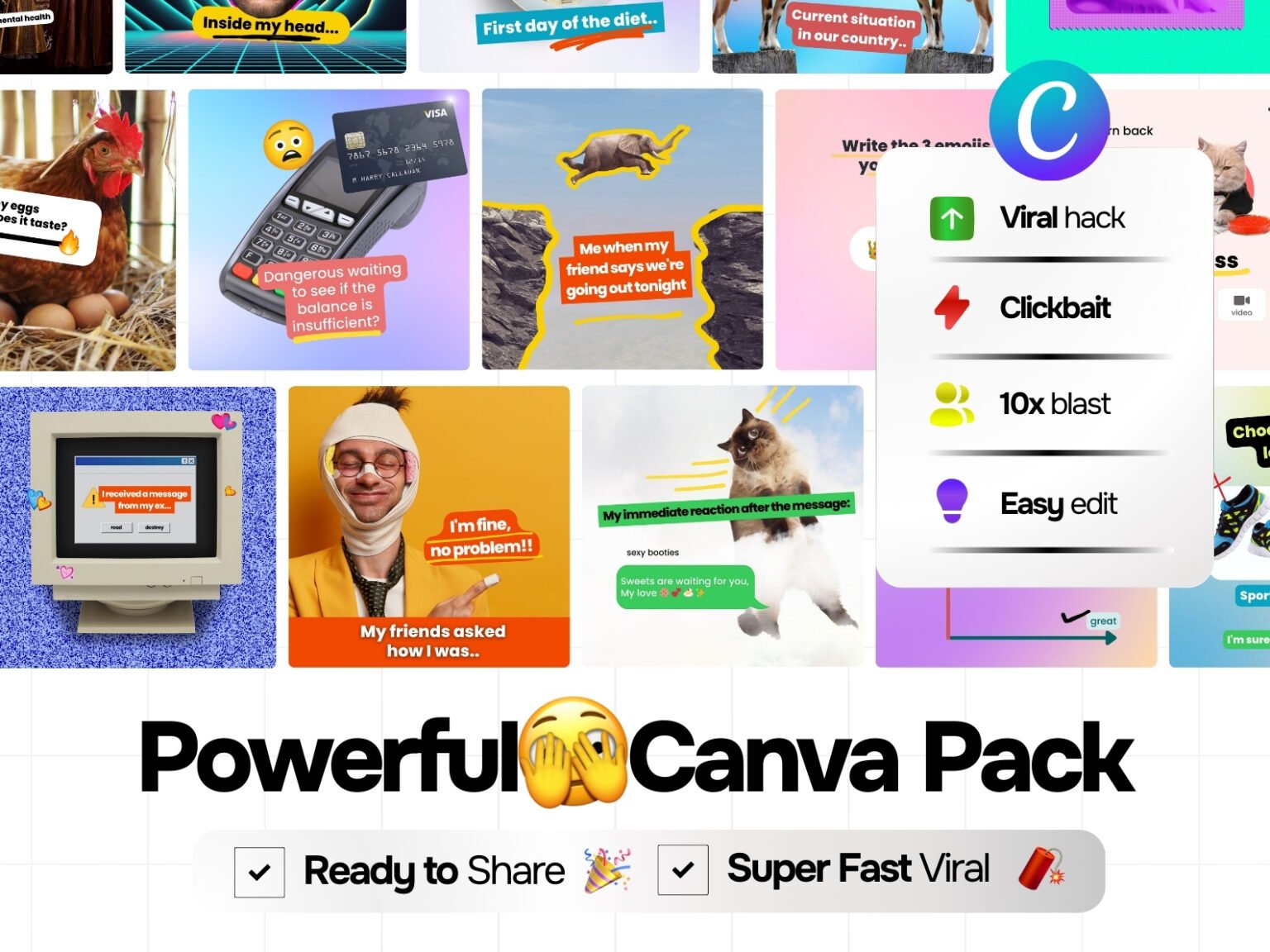 Funny Canva Templates, Boost Instagram Engagement, Viral Now, Social ...